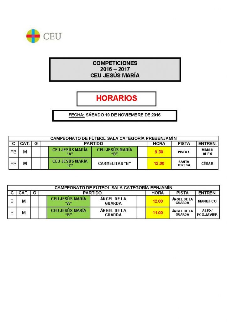 HORARIOS EQUIPOS 19-11-20161