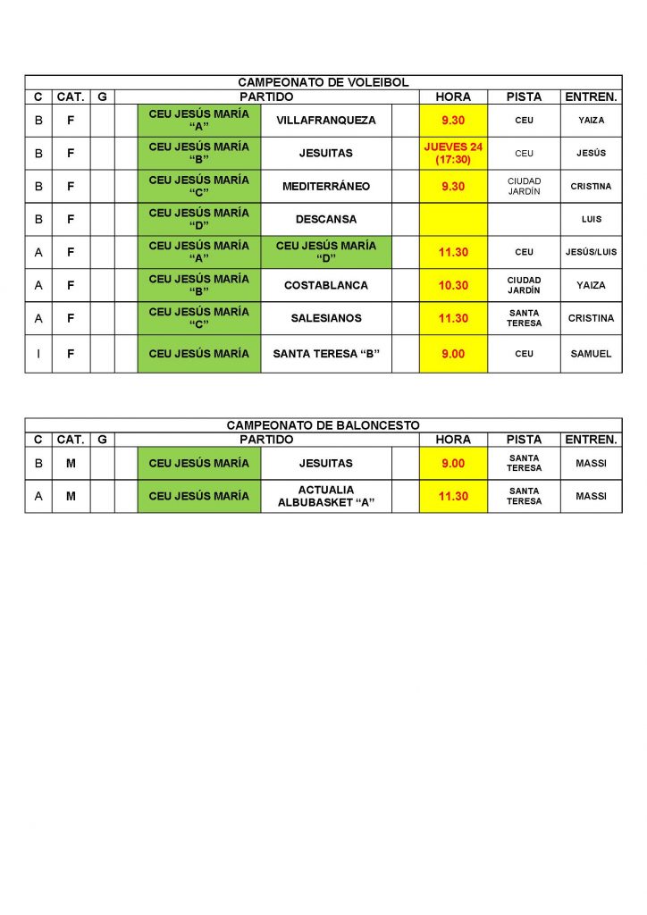 HORARIOS EQUIPOS 19-11-20162