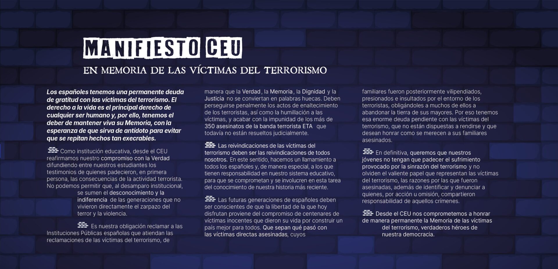 El CEU homenajea a las víctimas del terrorismo